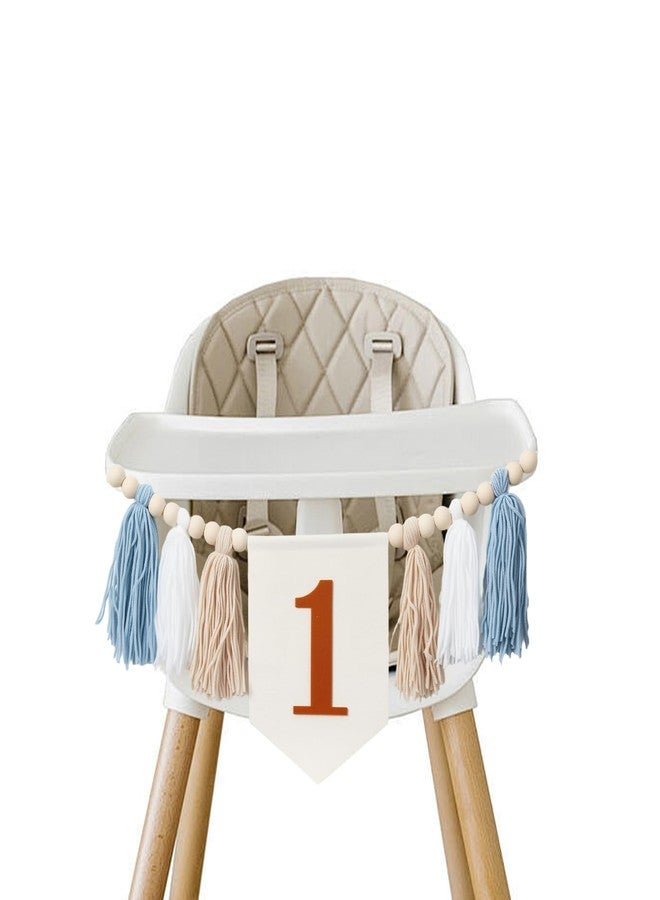 Tanice High Chair Banner for First Birthday Boy/Girl, Pre-Assembled Number One Banner with Tassels for Highchair, 1st Birthday Party Decorations - Image 1